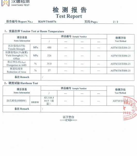 Titanium Mechanical Property Testing Titanium Mechanical Property Testing